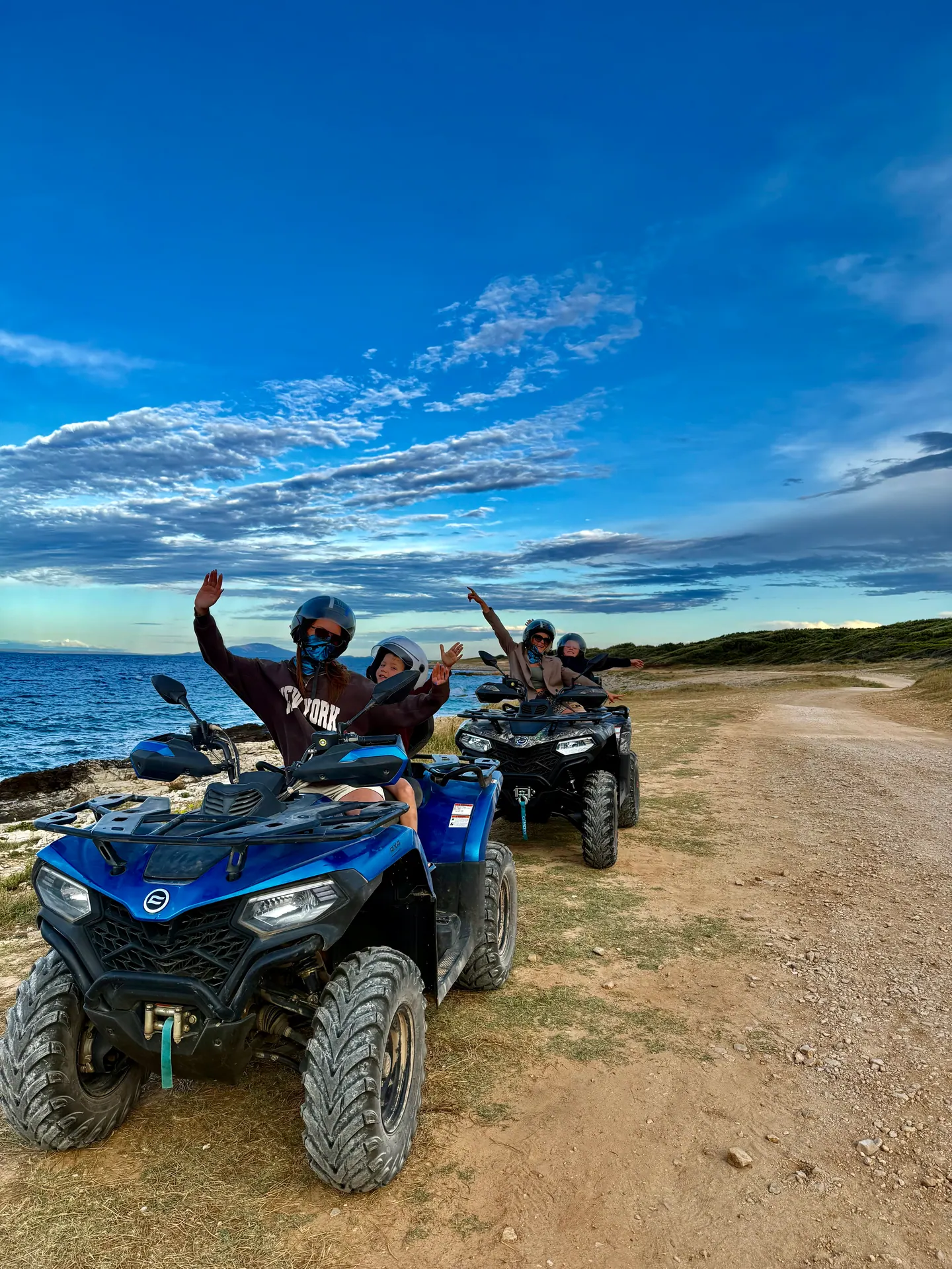 Quad tour near Medulin at sunset on a dusty trail